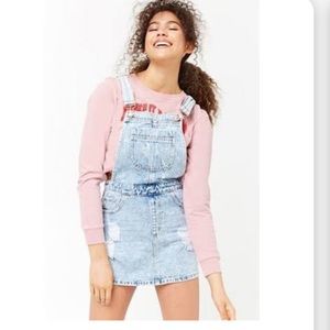 Forever 21 light wash denim overall dress